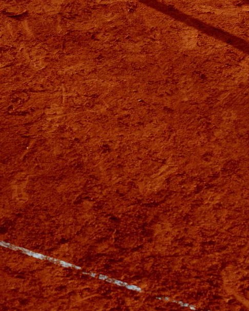 The marked surface of a clay court